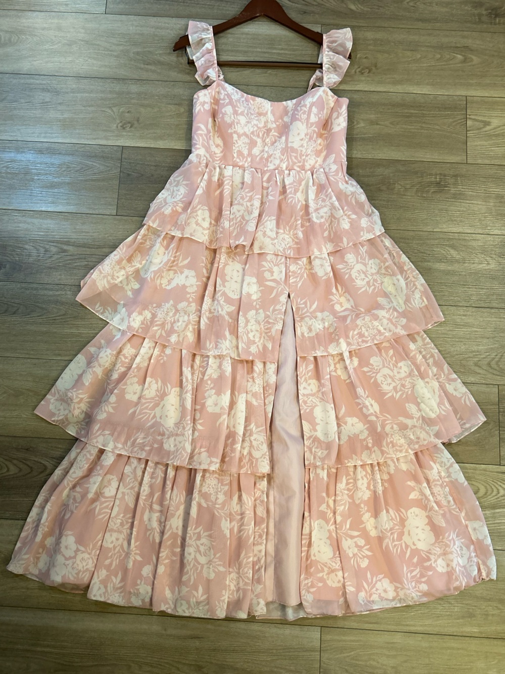 Revelry Pink Floral Tiered Maxi Dress